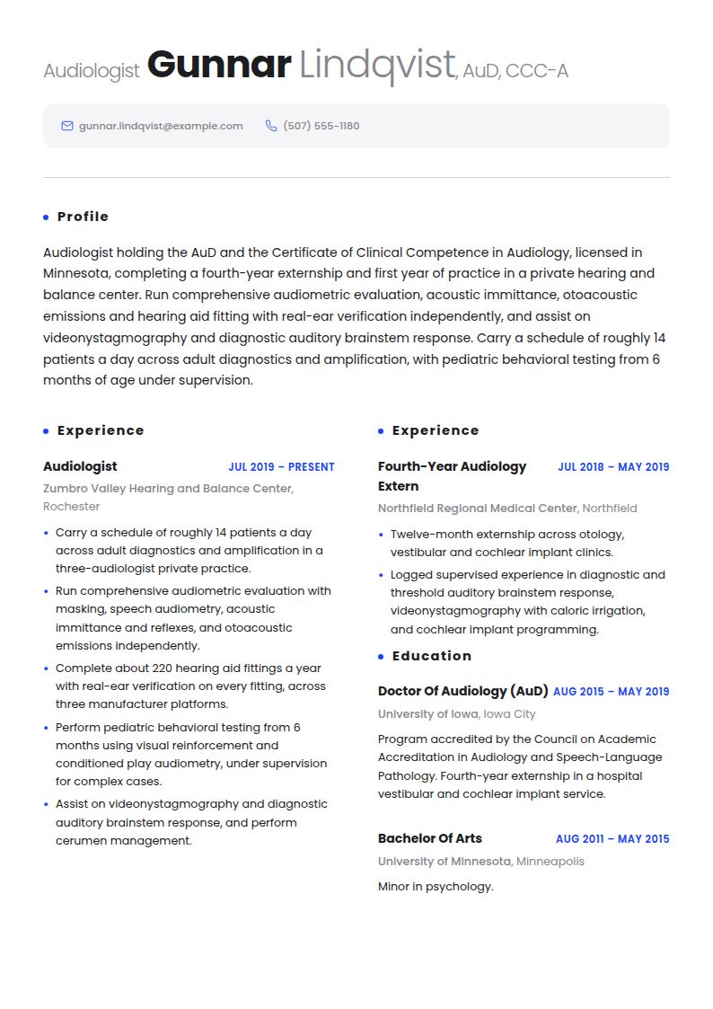 Audiologist Resume Examples & Templates