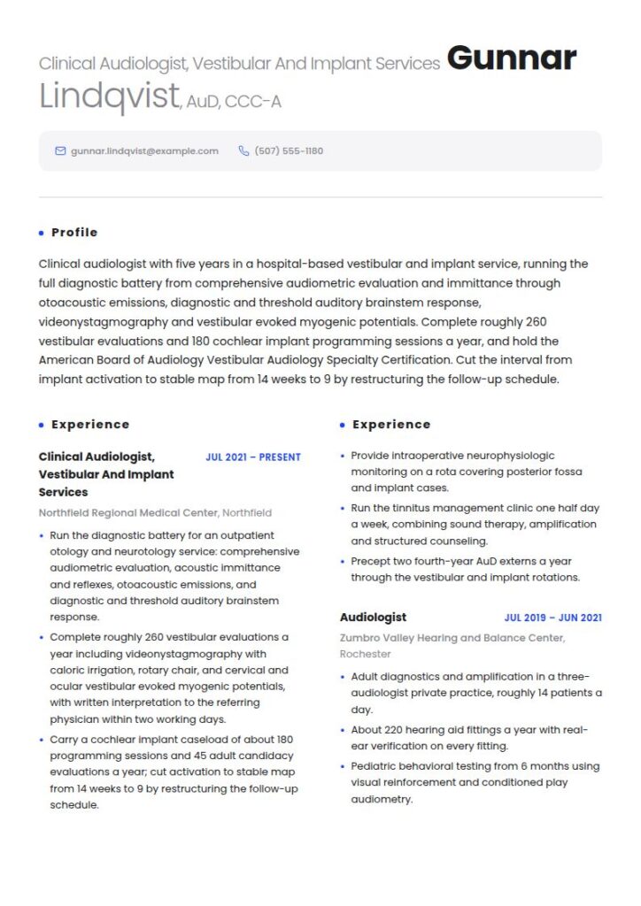 Audiologist Resume Examples & Templates