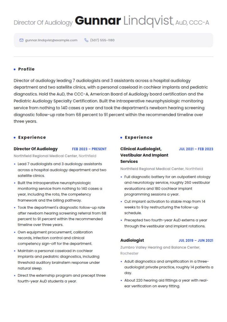 Audiologist Resume Examples & Templates