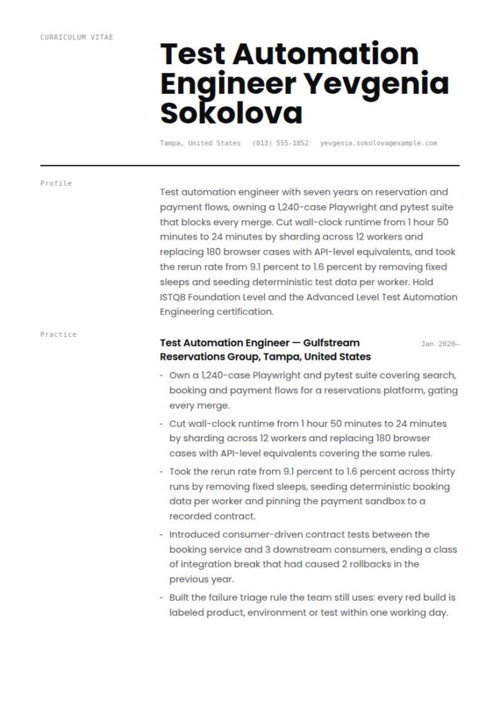Automation Tester Resume Examples & Templates