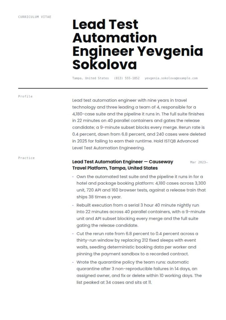 Automation Tester Resume Examples & Templates