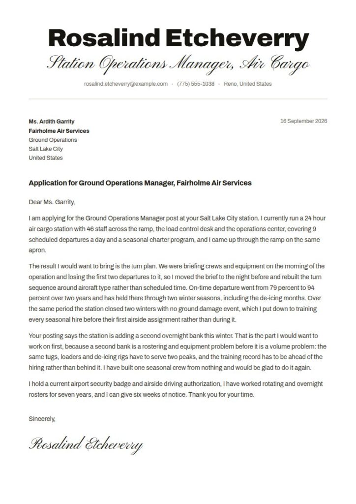 Aviation Cover Letter Examples & Templates
