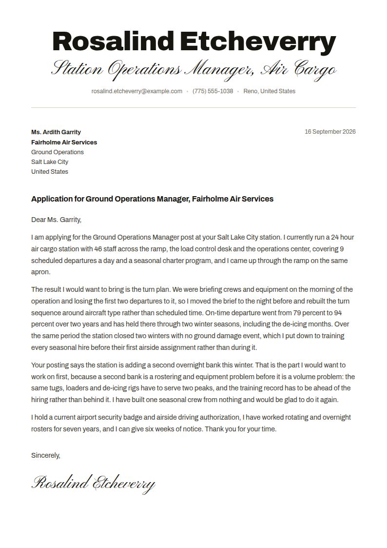Aviation Cover Letter Examples & Templates