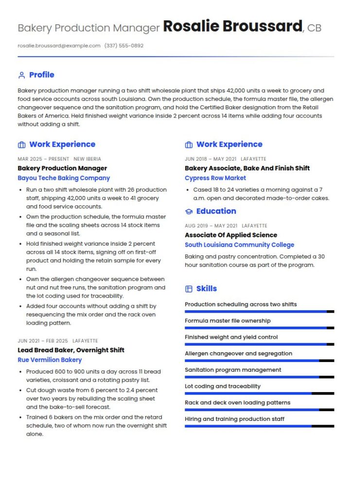 Baker Resume Examples & Templates