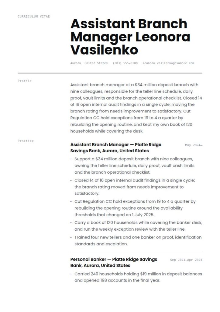 Bank Manager Resume Examples & Templates