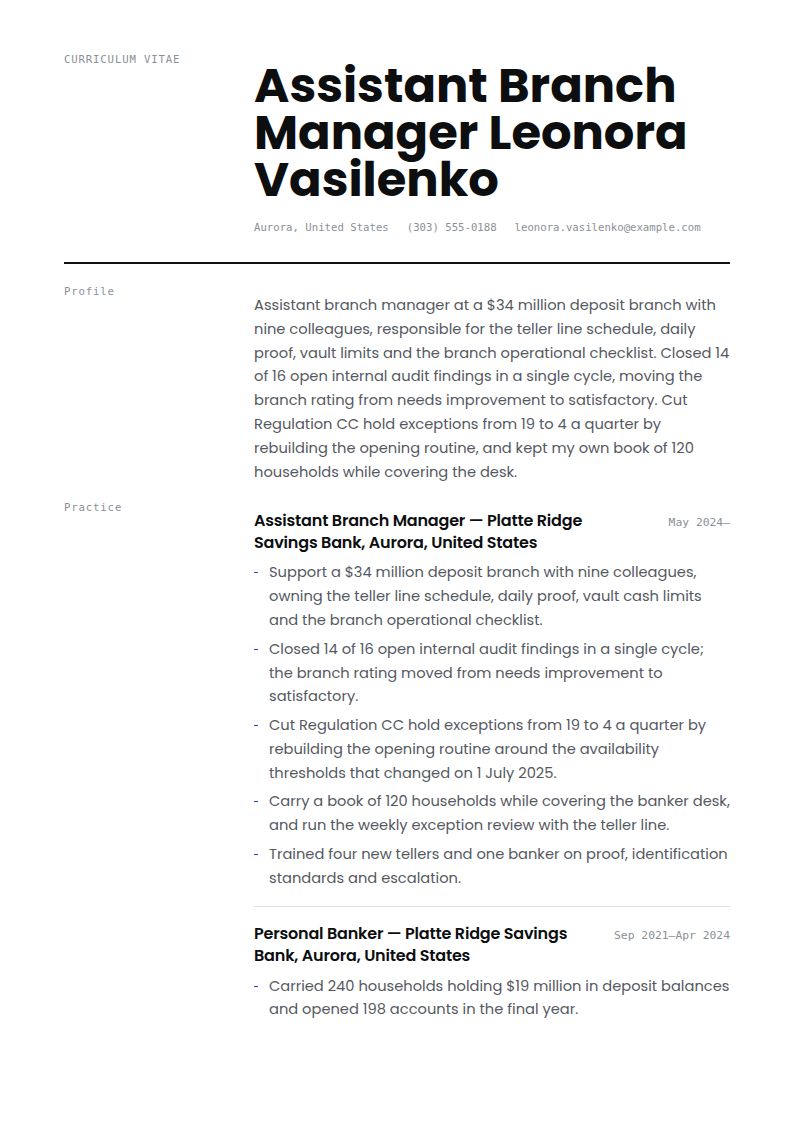 Bank Manager Resume Examples & Templates