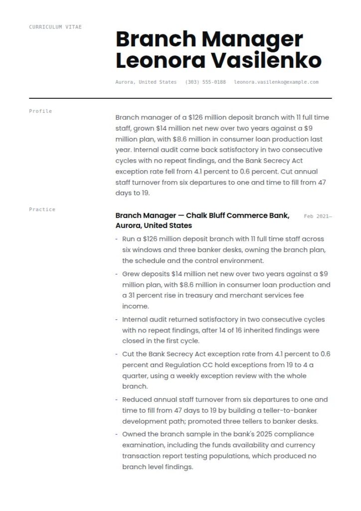 Bank Manager Resume Examples & Templates