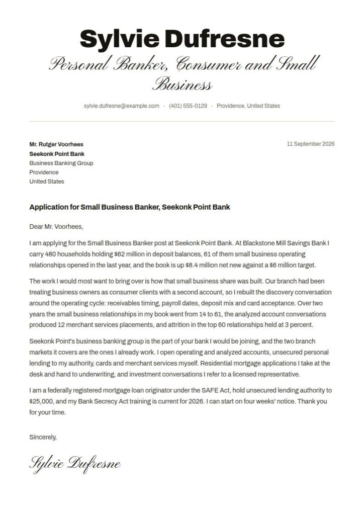 Banker Cover Letter Examples & Templates