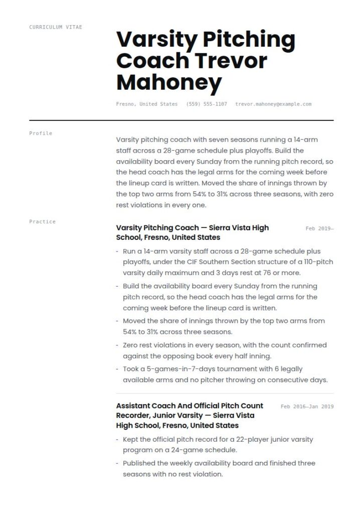 Baseball Coach Resume Examples & Templates