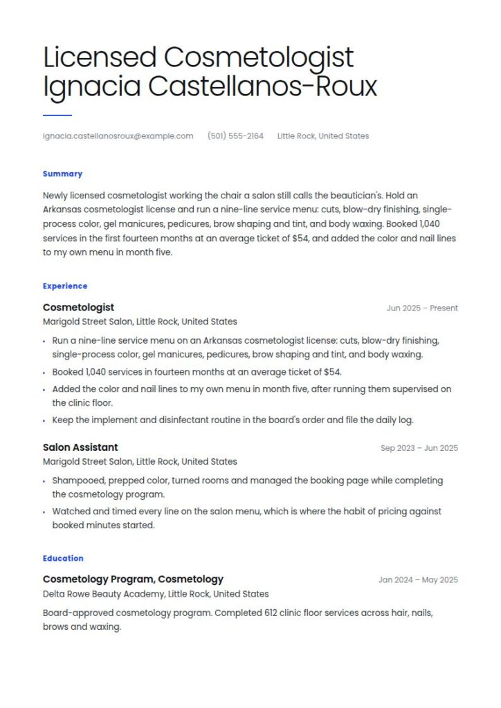 Beautician Resume Examples & Templates