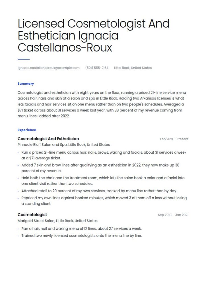 Beautician Resume Examples & Templates