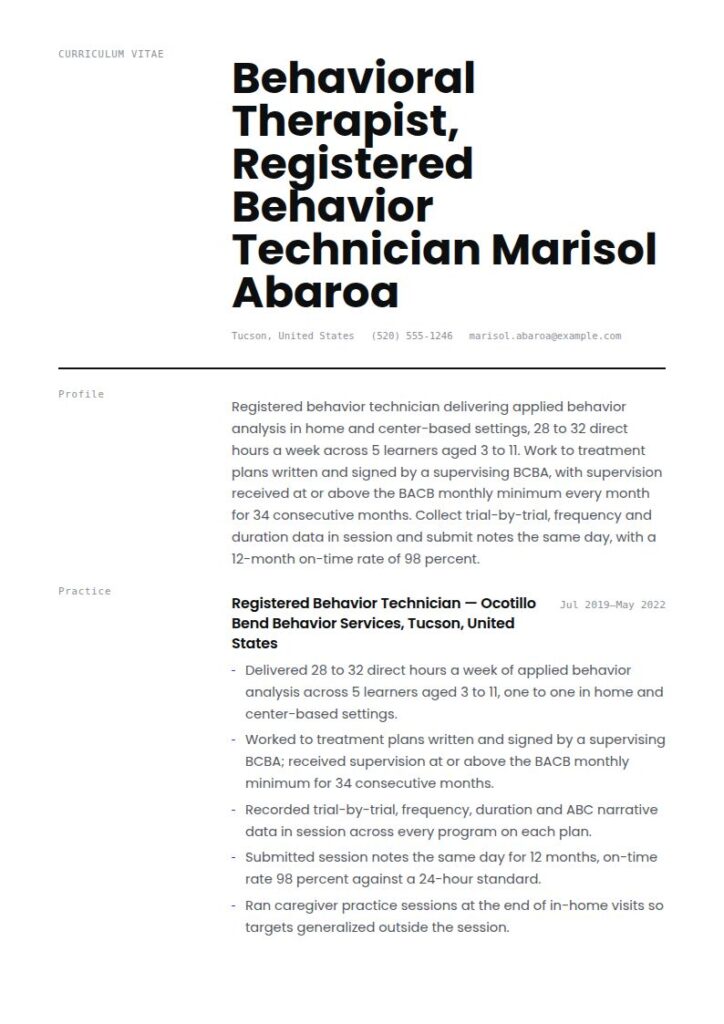 Behavioral Therapist Resume Examples & Templates