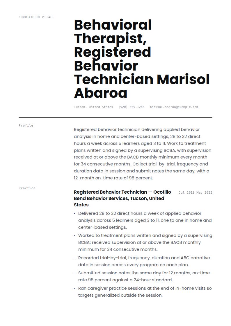 Behavioral Therapist Resume Examples & Templates