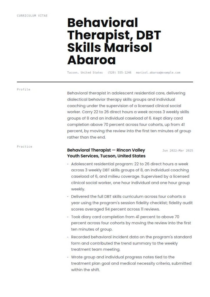 Behavioral Therapist Resume Examples & Templates