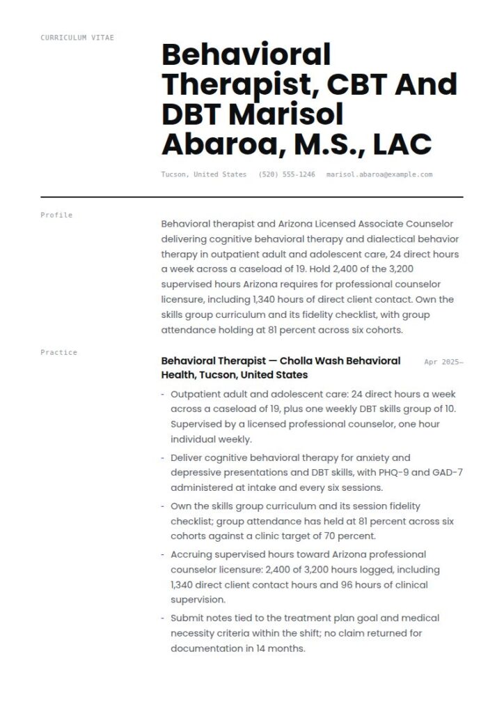 Behavioral Therapist Resume Examples & Templates