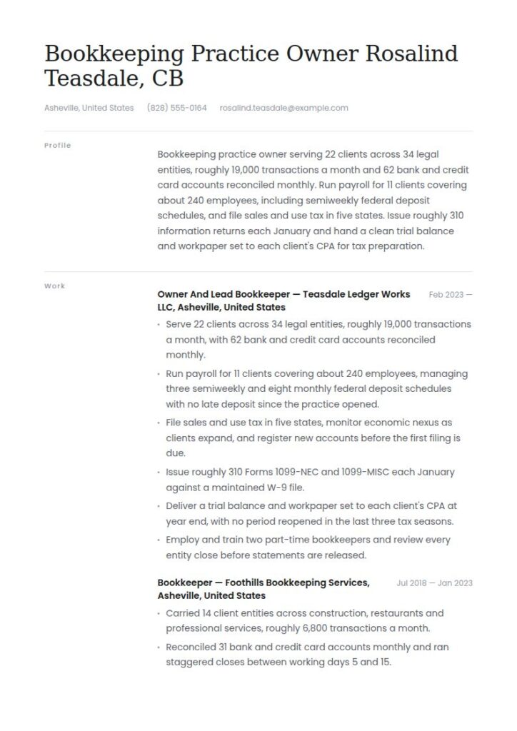 Bookkeeper Resume Examples & Templates