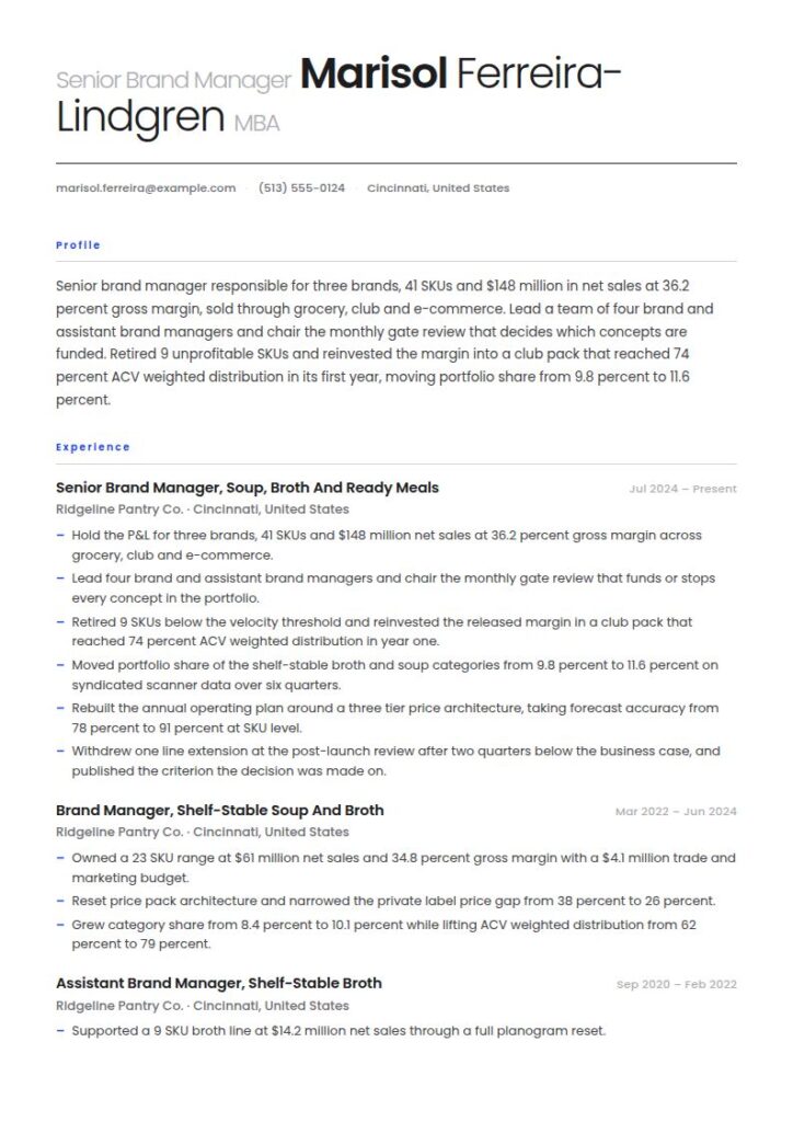 Brand Manager Resume Examples & Templates