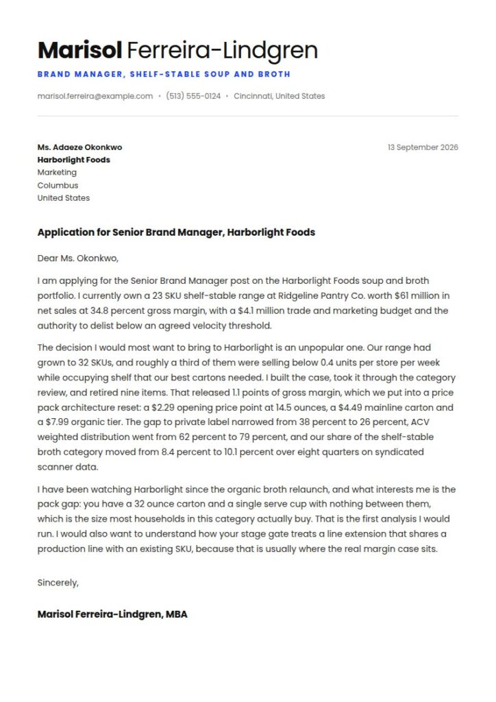 Brand Manager Cover Letter Examples & Templates