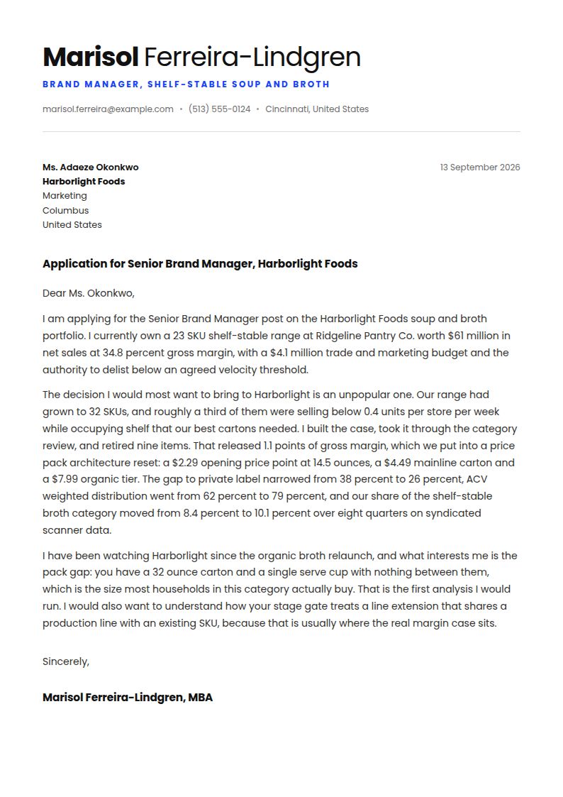 Brand Manager Cover Letter Examples & Templates