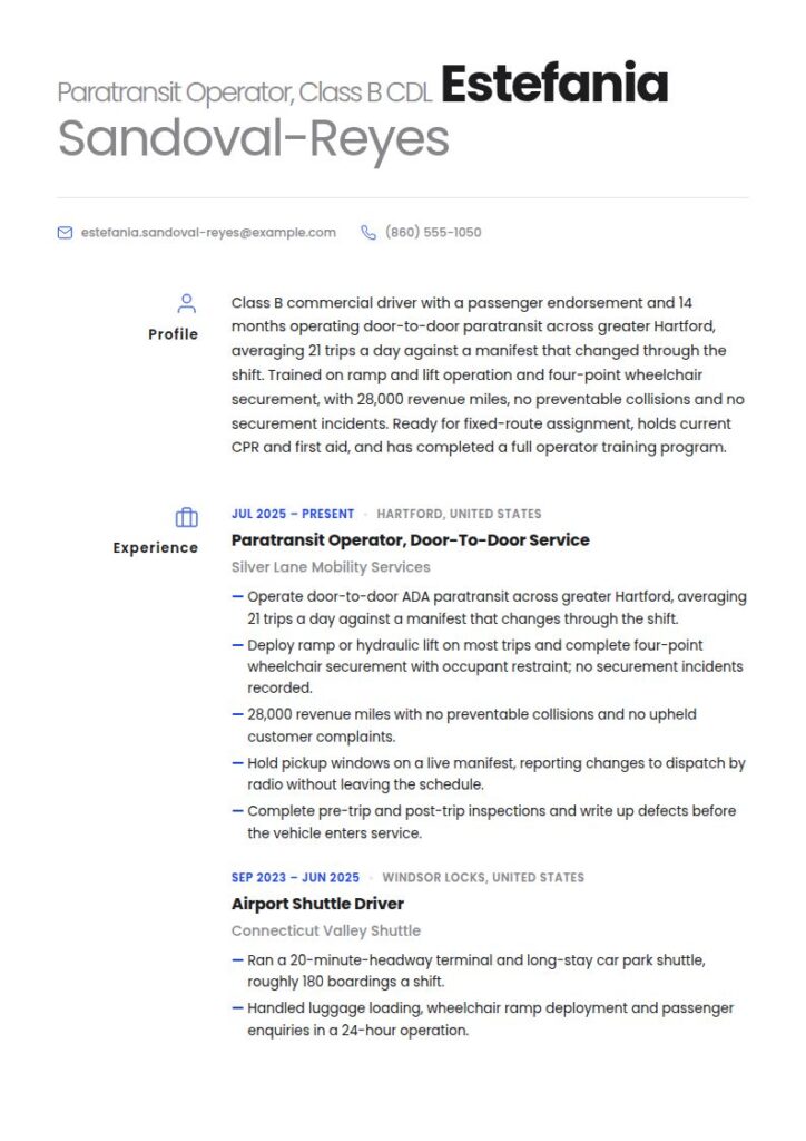 Bus Driver Resume Examples & Templates