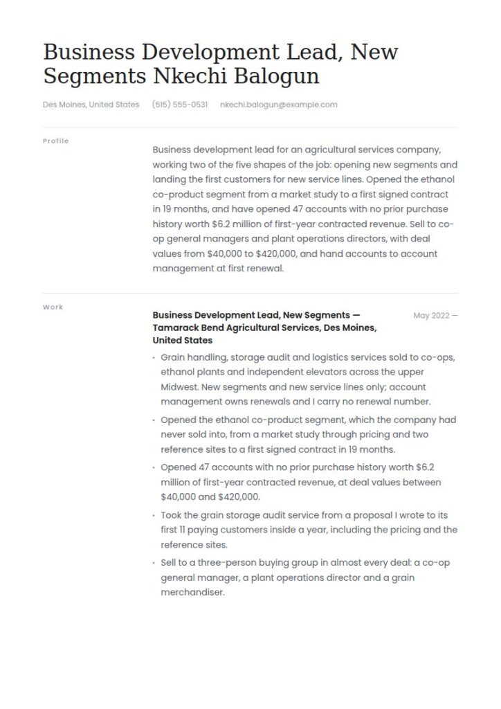 Business Development Resume Examples & Templates