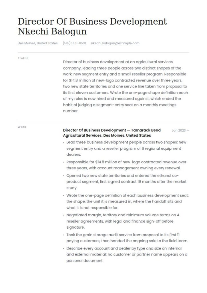 Business Development Resume Examples & Templates