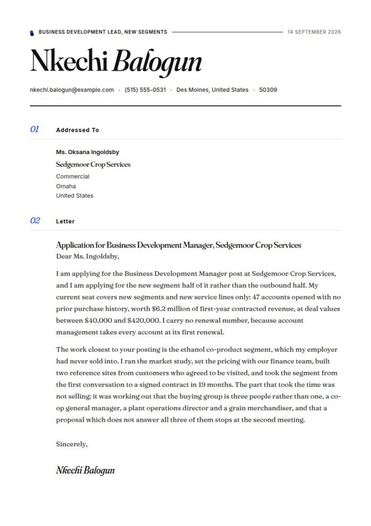 Business Development Cover Letter Examples & Templates