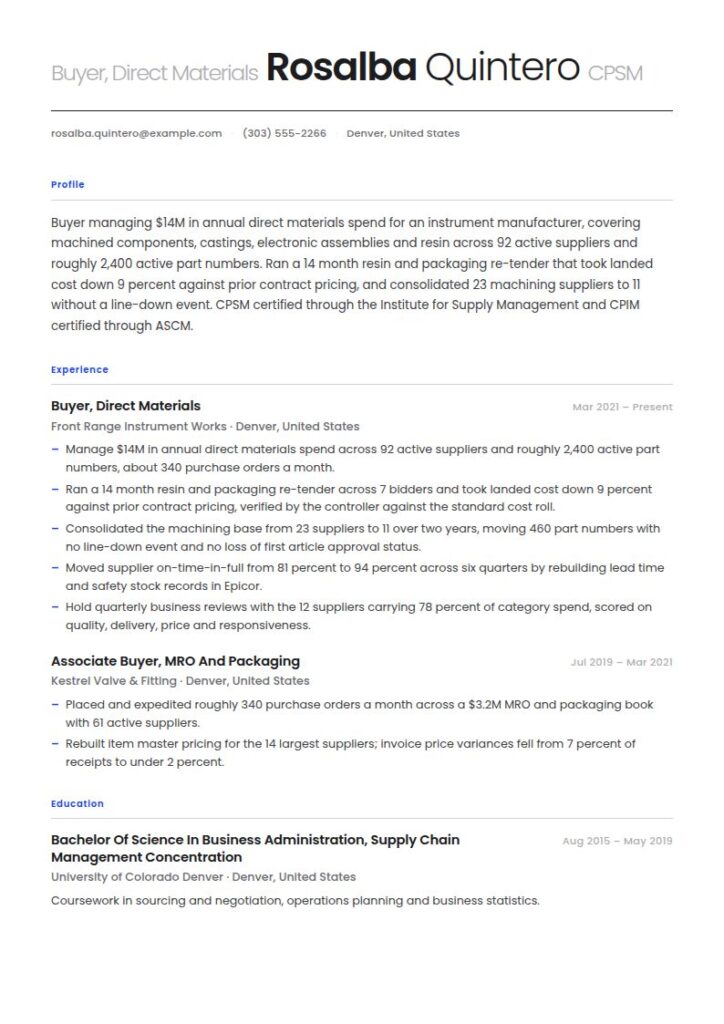 Buyer Resume Examples & Templates