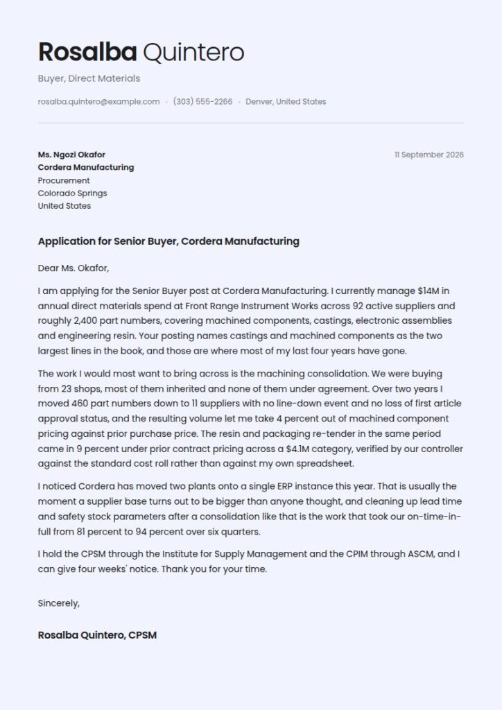 Buyer Cover Letter Examples & Templates