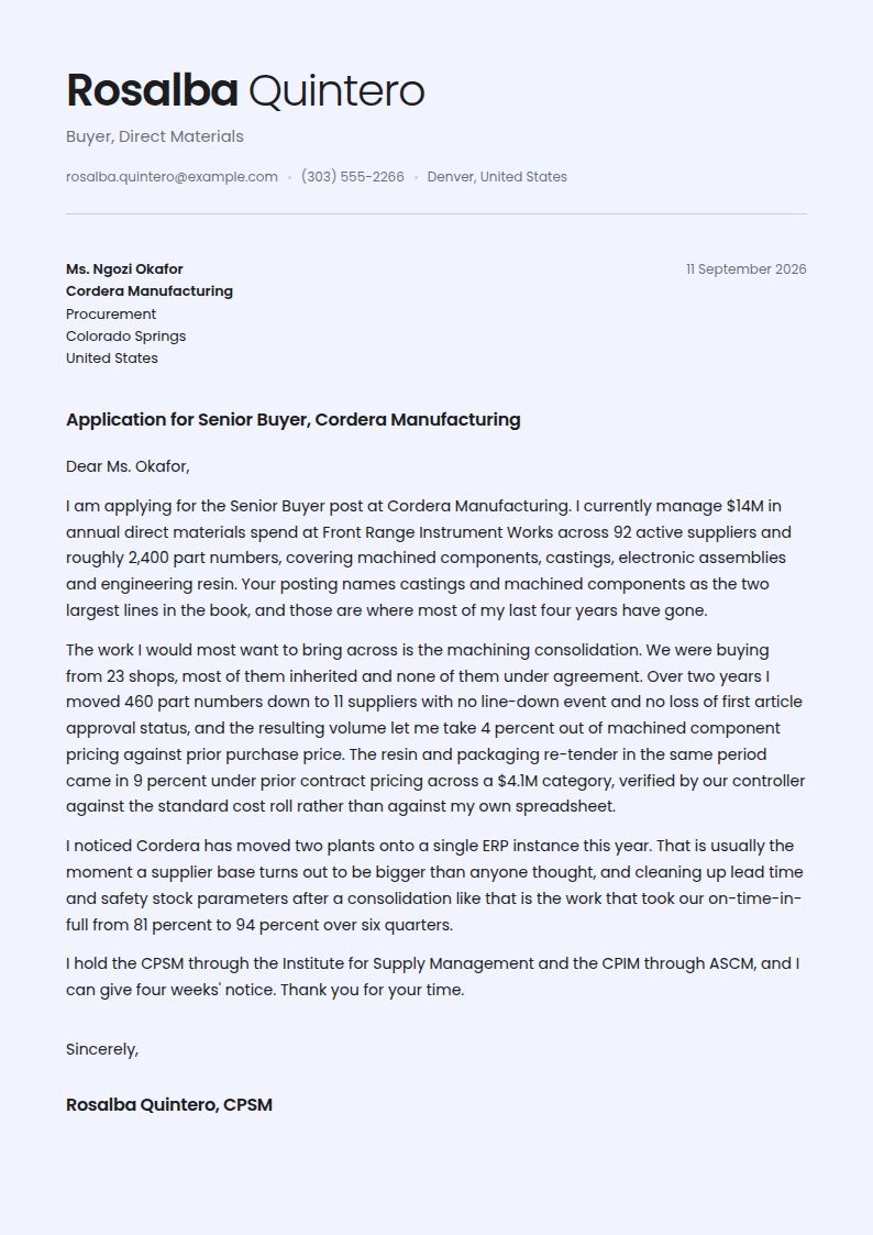 Buyer Cover Letter Examples & Templates