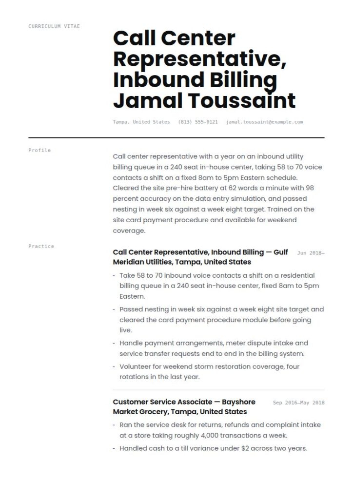 Call Center Resume Examples & Templates