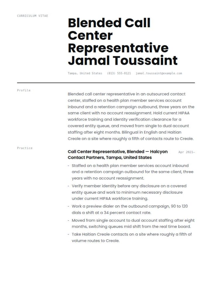 Call Center Resume Examples & Templates