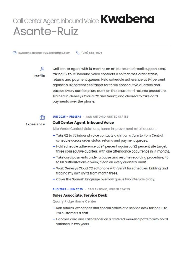 Call Center Agent Resume Examples & Templates
