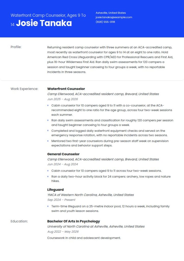 Camp Counselor Resume Examples & Templates