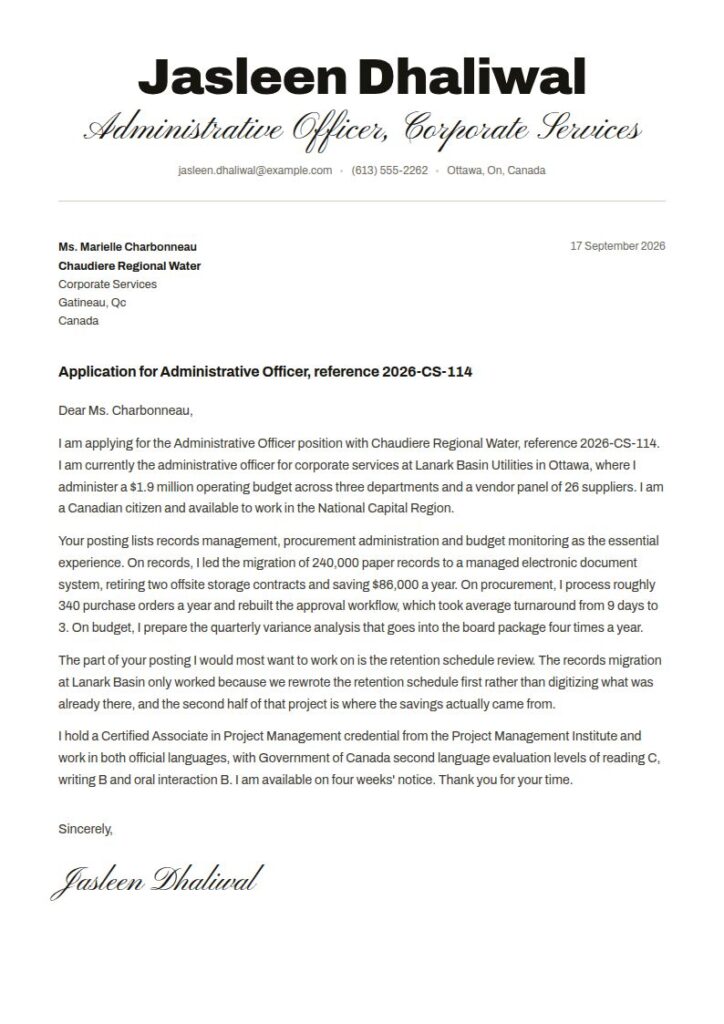 Canadian Resume Format Cover Letter Examples & Templates