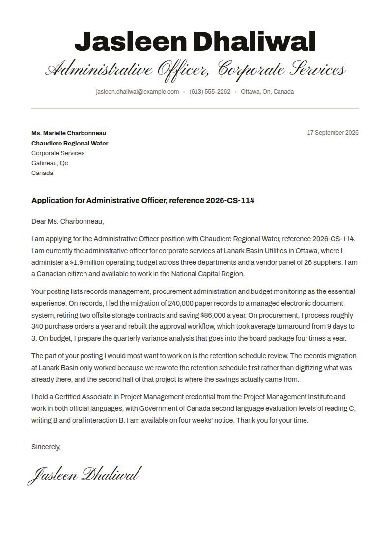 Canadian Resume Format Cover Letter Examples & Templates