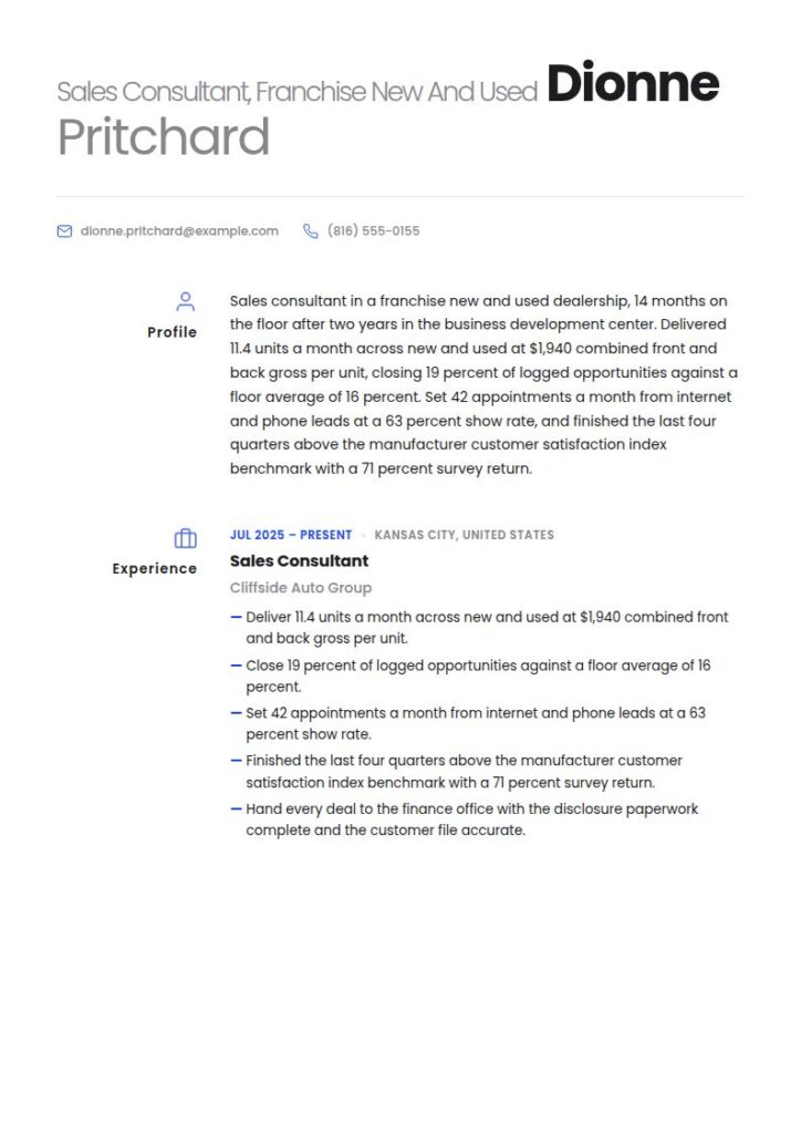 Car Sales Resume Examples & Templates