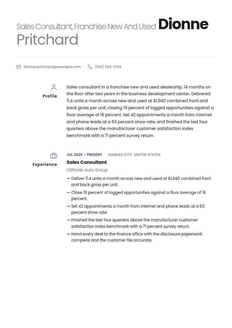 Car Sales Resume Examples & Templates