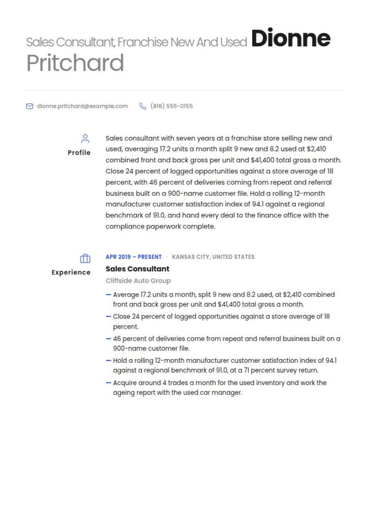 Car Sales Resume Examples & Templates