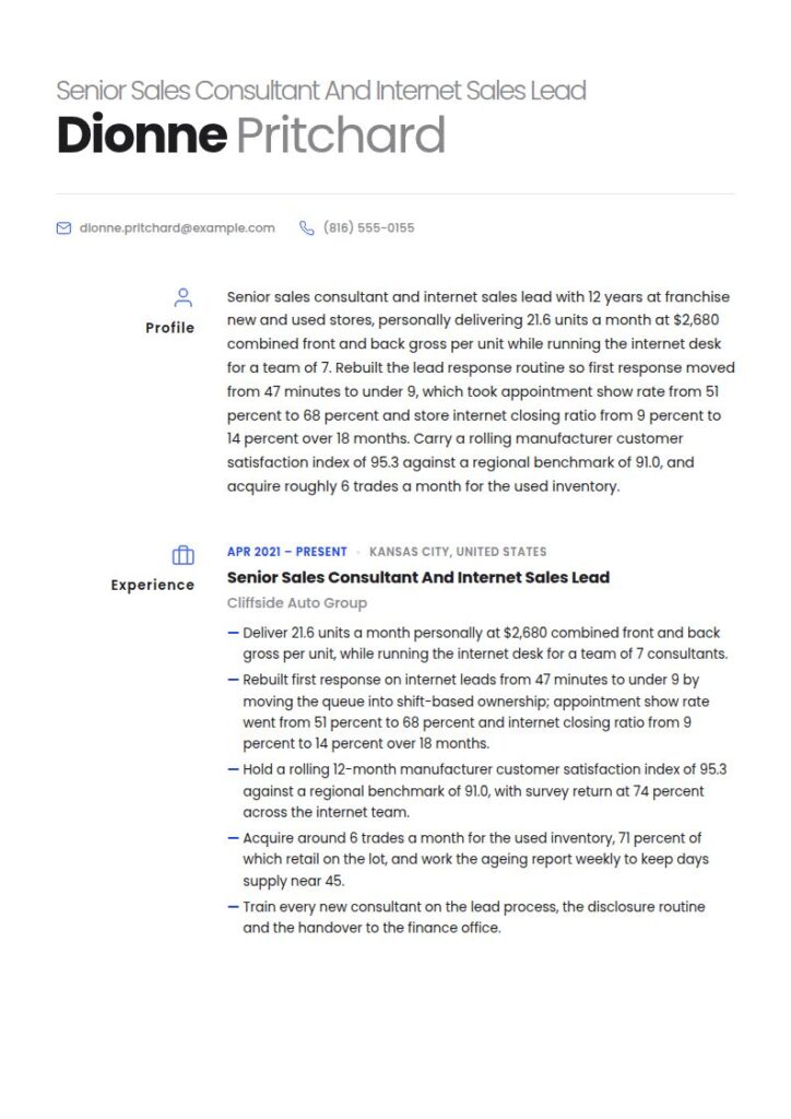 Car Sales Resume Examples & Templates