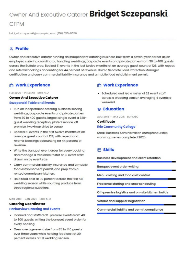 Caterer Resume Examples & Templates