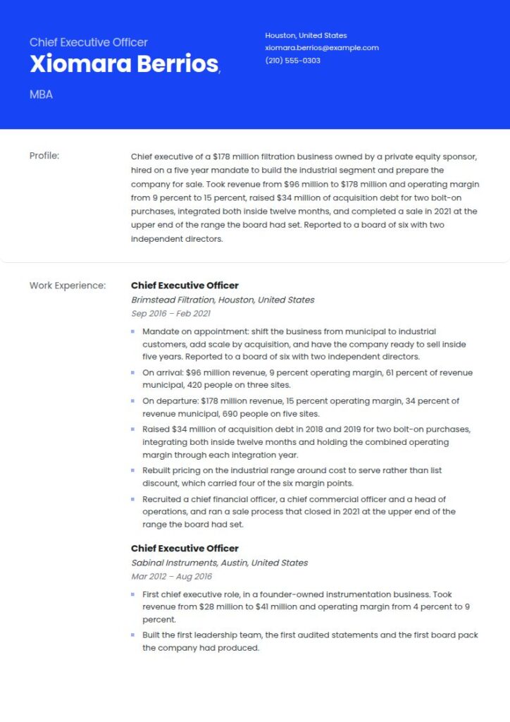 CEO Resume Examples & Templates
