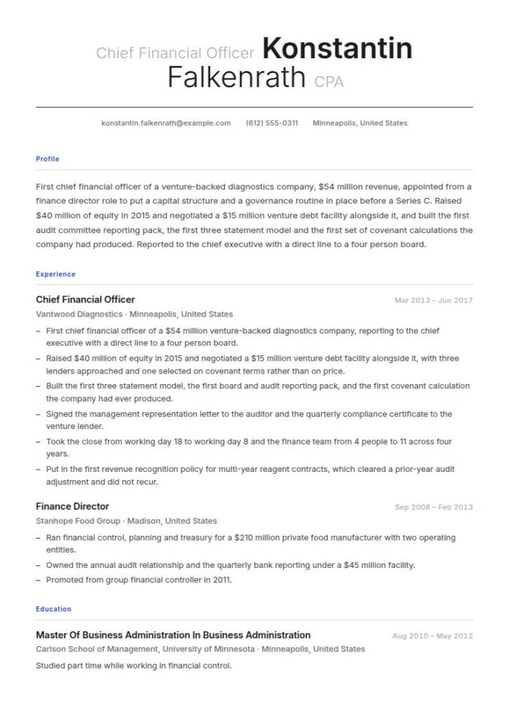 CFO Resume Examples & Templates