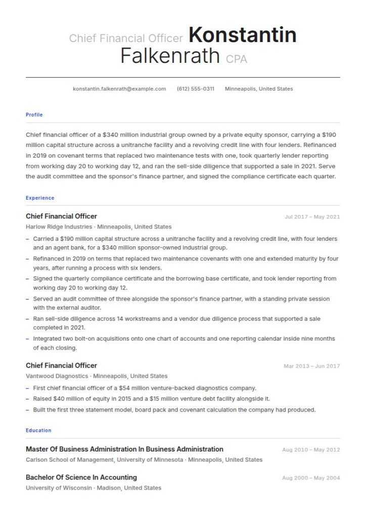 CFO Resume Examples & Templates