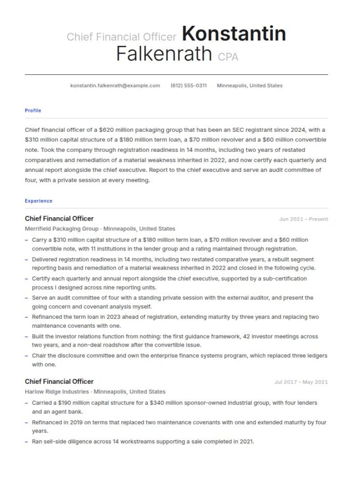 CFO Resume Examples & Templates