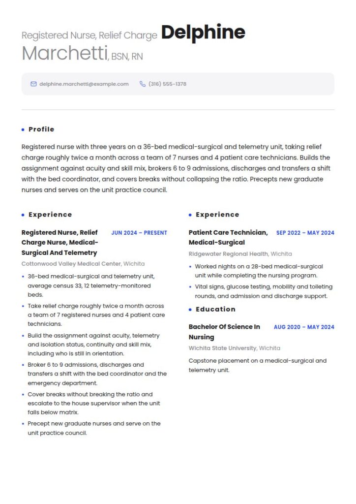 Charge Nurse Resume Examples & Templates