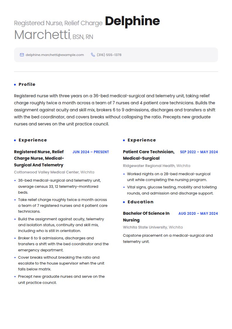Charge Nurse Resume Examples & Templates