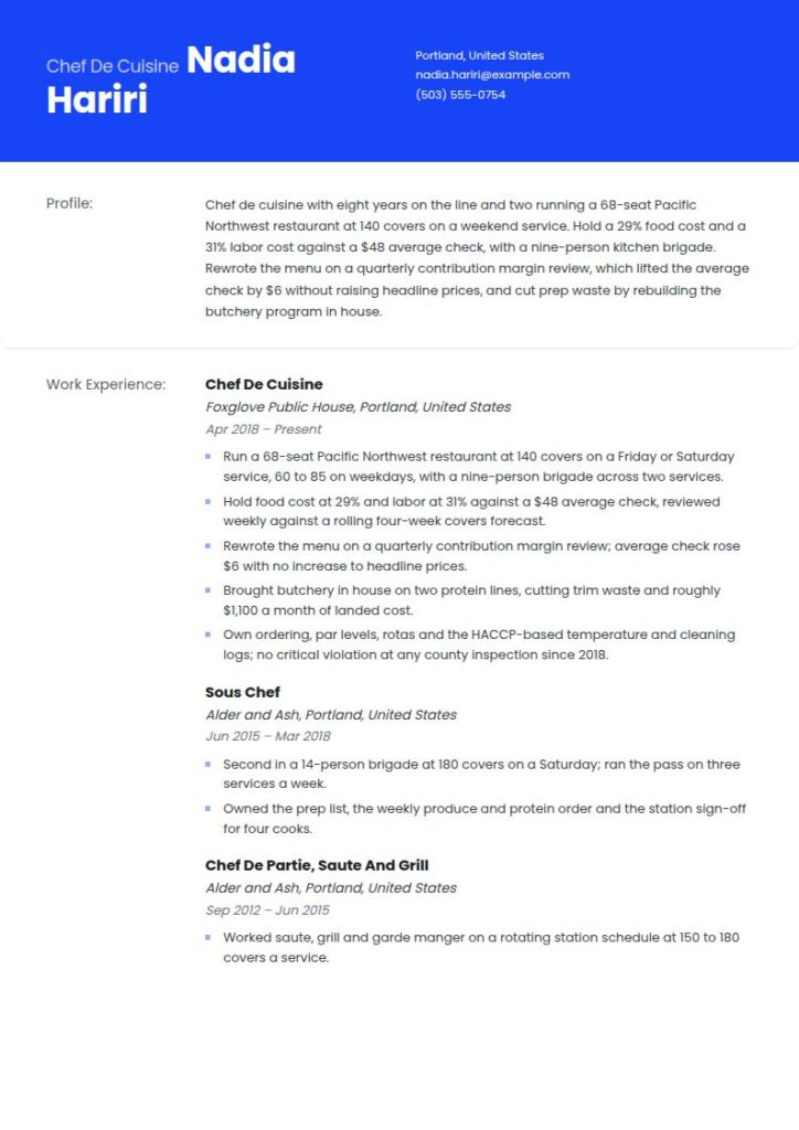 Chef Resume Examples & Templates
