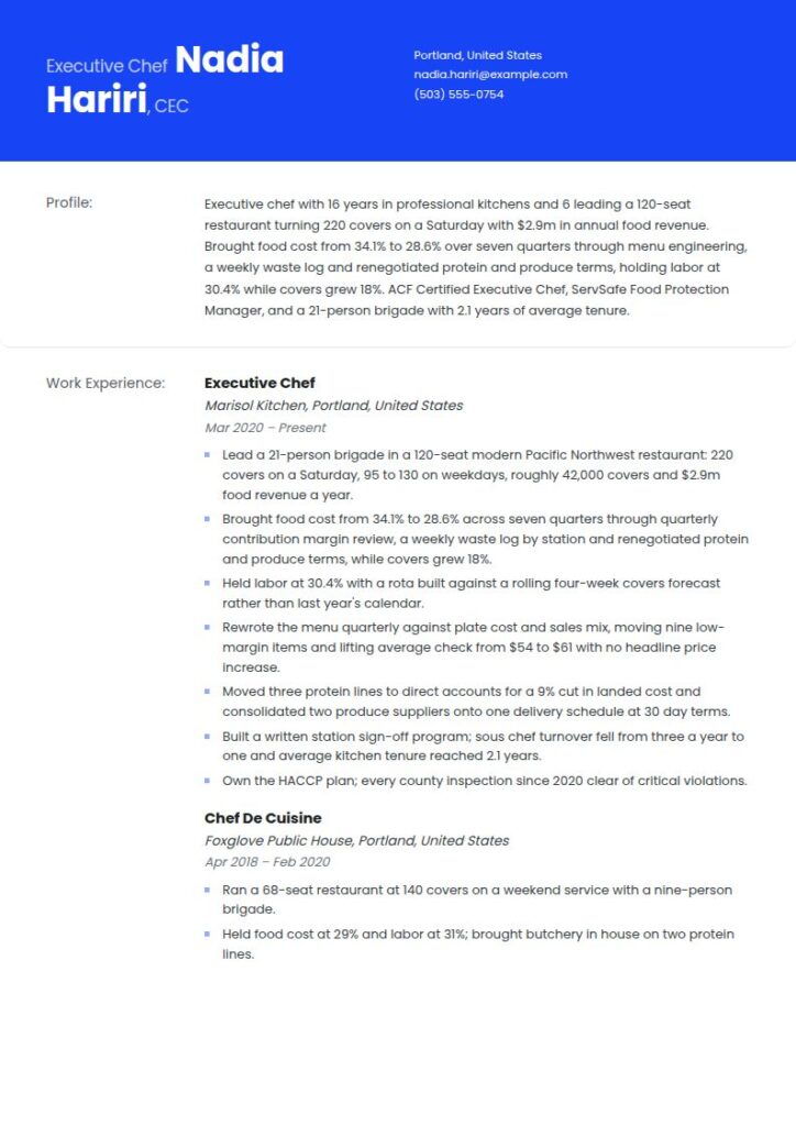 Chef Resume Examples & Templates