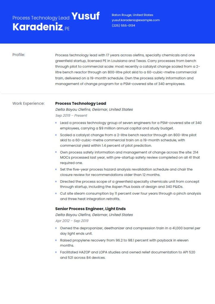 Chemical Engineer Resume Examples & Templates
